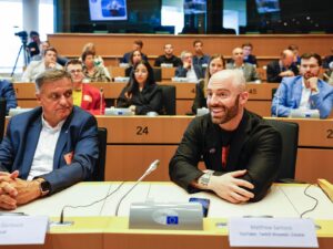 Matthew Santoro Instagram - On my final day here in Brussels I was honoured to give a brief talk in the EU Parliament. Surrounded by distinguished guests, politicians and leaders of industry I discussed how creators like myself have the ability, and in many ways responsibility, to leverage our platforms and followings to raise awareness (and when possible, funds) for important causes. One such cause was the launch of the European Cancer Community Foundation today, which aims to eliminate inequalities in cancer care and funding. Cancer is a disease will affect all of us at some point either directly or indirectly. I’ve lost family members from this horrible disease and had friends affected by it, which is why it’s close to my heart. I couldn’t be more proud to be a part of this initiative. My community and I have already raised tens of thousands for charity this year, including the Canadian Cancer Society, the Breast Cancer Research Foundation, and soon our efforts will expand overseas to Europe! As the foundation says, let’s do better together! (If you’re interested in supporting this amazing initiative, check out the link in my bio!) #europe #europetravel #belgium #cancer #cancerresearch #charity #charityevent #travel #travelling