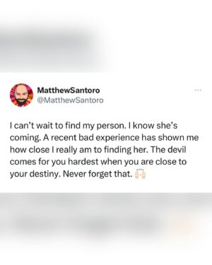 Matthew Santoro Instagram - And this goes for all things you are destined for. Never give up! NOT TODAY SATAN ❌👹