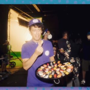 Matthew Underwood Instagram - Who’s diggin’ these #SushiRox shorts? Too short or Not short enough?

On set of the #FollowMeZoey101 music video with a platter full of fake sushi.🍱 It was so much fun!

Get the new #Zoey101 theme song at the link in my bio! 🎉