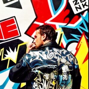 Matthias Schoenaerts Instagram - Looking back at the future ✨ 

In front of a mural painted in 2006 with @zenkone

Thanks to @noetwo and @zenoyone for pimping my coat during Meeting of styles 2005. Time flies, memories don’t.🍀