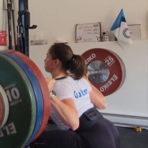 Maude Charron Instagram - Had to hit 6x140kg Back Squat this morning.

On a scale of 1 to 10, how impressed @spencergarnold was? 🤔

@powerandgraceperformance
#strongerwithmaplesyrup 
#garagegym #garagemind