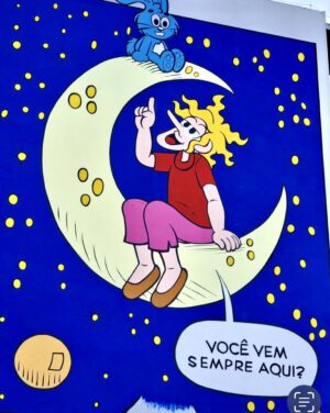 Mauricio de Sousa Instagram - Quando vc. passar pela rua da Consolação 2570 não se distraia com a ilustração gigante do Louco e da Turma da Mônica na lateral do edifício.  Deixe isso para os passageiros. Eles vão gostar.