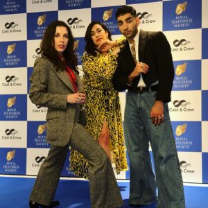Mawaan Rizwan Instagram - Thank you @royaltelevisionsociety for awarding JUICE best Comedy Drama 🥰🧃

Wearing @elvdenim 
Makeup by the amazing Juice MU designer herself @susanamota 
Shoes @boss