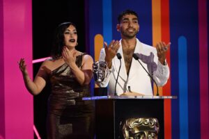 Mawaan Rizwan Instagram - BAFTA craft awards 🤍🧃🎥

Styled by @kamranrajput 
Wearing @amiri 
Shoes @hawesandcurtisglobal

📸 @gettyentertainment @john_phillips_london @scottgarfitt @snapperjeff @millturner_ 

🏆 Shoutout my babies @sadkatler & @jackdaverooke @bishakali on their wins - between them they’re responsible for some of the best telly made this year!