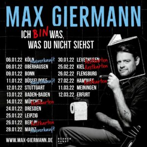 Max Giermann Instagram - Die Tour zum Buch! Einblicke in meine Arbeit und jede Menge Quatsch!
Tickets findet Ihr über max-giermann.de (Link in Bio)