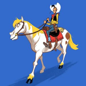 Maxime Mary Instagram - I discovered the new version of Luck Luke by @matthieu.bonhomme and it's beautiful!
So here's a Lucky Luke, because it has been part of my childhood and I'm still trying to draw horses right.

#luckyluke #jollyjumper #sketchoftheday #artistoninstagram #rantanplan #comicart #characterdesign #illustration