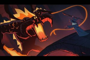 Maxime Mary Instagram - ''nope'', said Gandalf. 
Little fanart from this famous scene from Harry Potter Endgame. 
#lotr #balrog #gandalf #moria #msieurfrodon #covid #art #illustration #fanart #characterdesign #sketchoftheday #artistoninstagram