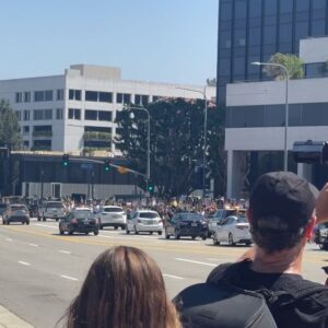 Megan Le Instagram - Yesterday’s takeover at NBC Universal was powerful. This was BEFORE we blocked Lankershim and took it over dancing and singing in the street! 

I was optimistic about yesterday’s meeting but it seems like it’s just more of the same. Talking about not talking. We’re ready to be adults when you are AMPTP.

It’s been just over 90 days for WGA and 23 days for SAG. We’re gonna fight and we’re gonna win this because actors are resilient, determined and we’re trained for this kind of endurance. 
.
.
#sagaftrastrong #wgastrong #sagactors #sagstrike #writersstrike #unionstrong #actor #stuntperformer #writers #fight