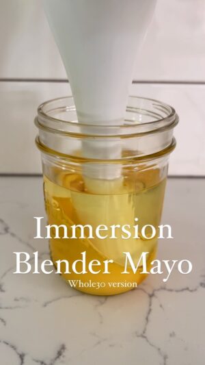Megan Mitchell Instagram - Why make your own mayonnaise? You choose what kind of oil you use which is great if you’re doing #whole30, you can add different flavors like lemon zest, smoked paprika or roasted garlic and lastly it literally takes 1 minute to make and is very satisfying to watch. Recipe below👇🏼 ⁣
⁣
*if making this Whole30 use a light olive oil. Regular or extra virgin result in a very bitter final product ⁣
⁣
Immersion Blender Mayo⁣
⁣
Ingredients:⁣
• 1 large organic egg, fresh as possible ⁣
• 1 tsp. fresh squeezed lemon juice ⁣
• 1 tsp. white wine or distilled vinegar ⁣
• 1 tsp. dijon (check to make sure it’s Whole30 compliant)⁣
• 1/2 tsp. kosher salt⁣
• 1 cup light olive oil (a mix of liquid coconut oil, avocado oil and EVOO also works to keep it Whole30)⁣
⁣
Directions:⁣
• to a tall, wide mouth jar add the egg, lemon juice, vinegar, dijon and salt. Lastly add the oil and allow the egg to settle back to the bottom ⁣
• place an immersion blender into the jar, flat on the bottom. Your jar needs to be able to fully fit the blender for the mayo to emulsify ⁣
• starting on the lower speed turn on the blender and slowly raise it upwards as the bottom becomes thick and creamy ⁣
• bump up the speed and move the blender up and down as needed to incorporate everything together, this should take about 30-45 seconds ⁣
• it’s done when it’s fully combined, you no longer see any oil and has thickened ⁣
• store in an airtight container or jar for up to 2 weeks in the fridge ⁣