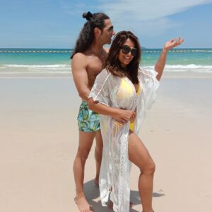 Meghna Naidu Instagram - Sexy... Naughty... Beachy... Us ❣️ 

PS - 
I had a whole bunch of PERFECT photos to post... 
But the TRUTH is, at the age of 44, I come with a whole bunch of Flaws and CELLULITE...

I Love Myself just the way I am and I still can beat most of you at weight training in the Gym so Shut up 🤣

Thank you husband jiiii for this Pre Birthday holiday @elitetennisdubai

❣️❣️❣️❣️
#meghnanaidu
#photooftheday
#couplegoals
#thankyouuniverse
