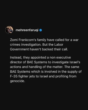 Mehreen Faruqi Instagram - Labor continues to refuse sanctions on Israel, even after aid workers were murdered by Israel and 36,000 Palestinians have been massacred with impunity. 

How much longer until there are actual consequences for Labor’s genocidal friend, Israel?

#UNRWA #FreePalestine