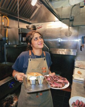 Mehreen Karim Instagram - there’s no point in calling myself a chef if all I know how to do is cook good food. I finally feel comfortable telling folks I’m a “pop-up chef” because now after a year of planning and working restaurant pop-ups, I can more confidently execute them with my set of skills and ideas. still, even that won’t prevent the next residency or pop up from kicking my ass, so what’s the point of claiming to be the chef that I’m not. whatever I am, I’m always learning and growing thanks to the amazing chefs/cooks I work with. these are the true “chefs” in my eyes. they’re balancing full time careers and school, spending nights cooking at Brooklyn’s best restaurants, and then they excitedly come to chop pounds of chives or emulsify saucepans of kimchi hollondaise for me. they’re continuous students, studying the work of culinary icons in their minutes of free time. they’re smart, funny, kind, and working on their craft not their brand—which is exactly the intention behind why I started doing pop ups to begin with! bless u chef @frankfurtersauce @ladhani_123 @raffiki504 @raw.egg.yolk ❤️‍🔥