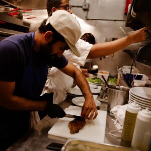 Mehreen Karim Instagram - there’s no point in calling myself a chef if all I know how to do is cook good food. I finally feel comfortable telling folks I’m a “pop-up chef” because now after a year of planning and working restaurant pop-ups, I can more confidently execute them with my set of skills and ideas. still, even that won’t prevent the next residency or pop up from kicking my ass, so what’s the point of claiming to be the chef that I’m not. whatever I am, I’m always learning and growing thanks to the amazing chefs/cooks I work with. these are the true “chefs” in my eyes. they’re balancing full time careers and school, spending nights cooking at Brooklyn’s best restaurants, and then they excitedly come to chop pounds of chives or emulsify saucepans of kimchi hollondaise for me. they’re continuous students, studying the work of culinary icons in their minutes of free time. they’re smart, funny, kind, and working on their craft not their brand—which is exactly the intention behind why I started doing pop ups to begin with! bless u chef @frankfurtersauce @ladhani_123 @raffiki504 @raw.egg.yolk ❤️‍🔥
