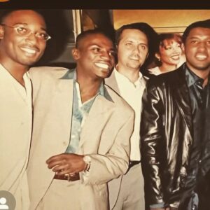 Mekhi Phifer Instagram - My brother @dulehill just sent this to me.
1997 premier of Soul Food, 25years ago! I quote him, "Y'all ain't ready for Khi P's butterfly collar!" The great director @george_tillman his dope producing partner @bobteitel and the iconic @babyface having an epic time in Westwood Los Angeles.
Great times for sure!
Dule just told me I have to thank @george_tillman for this #throwback Much love to you brother!