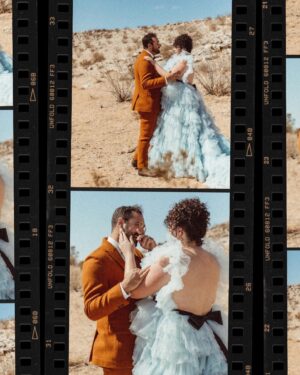 Melanie Field Instagram - Obsessed with Mel and Zach, their cosmic connection and their galactic, high desert wedding. The day was filled with so much color and love that we still feel it.

M   Z - Cheers to you, you magnetic humans. We ♥️ you.

Venue :: @themorada 
Planner/DJ :: @yuandus 
Decor :: @planksandpatina // @mtb_event_rentals 
Hair   MU :: @angiebulmer // @dear_shears 
Florals :: @desertrose.creative 
Bar :: @theboundlessbar 
Catering :: @sohotaco 
Cake :: @picnicbakedgoods 
Dress :: @millia.london 
.
#joshuatree #joshuatreewedding #ojaiphotographer #losangelesweddingphotographer #santabarbaraweddingphotographer