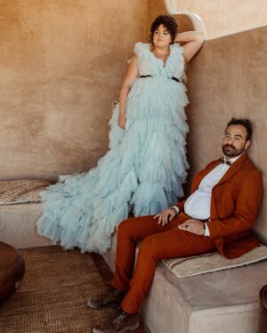 Melanie Field Instagram - Obsessed with Mel and Zach, their cosmic connection and their galactic, high desert wedding. The day was filled with so much color and love that we still feel it.

M   Z - Cheers to you, you magnetic humans. We ♥️ you.

Venue :: @themorada 
Planner/DJ :: @yuandus 
Decor :: @planksandpatina // @mtb_event_rentals 
Hair   MU :: @angiebulmer // @dear_shears 
Florals :: @desertrose.creative 
Bar :: @theboundlessbar 
Catering :: @sohotaco 
Cake :: @picnicbakedgoods 
Dress :: @millia.london 
.
#joshuatree #joshuatreewedding #ojaiphotographer #losangelesweddingphotographer #santabarbaraweddingphotographer