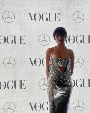 Melanie Jarnson Instagram - F1 dinner spam, thank you @christinecentenera @vogueaustralia @mercedesbenzau for a wonderful night ✨ 

Styling @miguelurbinatan 
Glam @victoriabaron 
@alexperryofficial @paspaleypearls and my beautiful vaquita earring by @jordanaskill x @seashepherdaustralia