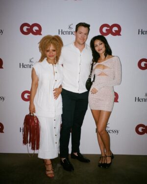 Melanie Jarnson Instagram - First night back in Australia with these treasures
Thank you for having me @gqaustralia x @hennessy 
Styling @emma_kalfus 
@alexperryofficial exclusive from my favourite @desordreboutique 
Makeup @annetimper 
Hair @koda_cutters