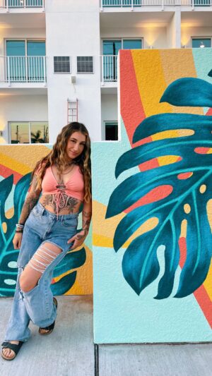 Melanie Posner Instagram - Tell me which one is your favorite 😍 I specifically designed these murals with being a photo backdrop in mind. I wanted them to scream St. Pete and instagram worthy. So of course I had to be the first one to do it 💅🏼 Final photos and details coming soon! 
.
.
.
.
#stpeteart #stpeteartist #dtsp #womenwhopaint #muralist #muralpainting #tropicalart #plantpainting #muralartist #vibrantart #femaleartists #minthouse #staymint