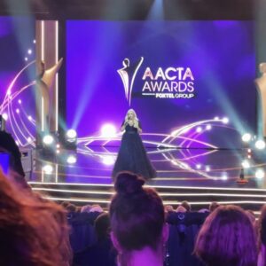 Melina Vidler Instagram - In the words of Keira “I look quite pretty” 🥰 
Thank you to @aacta and congratulations to the winners - looking at you #deborahmailman - and of course to the magic of @donnygalella , @danielmoorecouture , @janlogan_ and @melissagigliottihairnmup 💋🍯 
#acctaawards #hota