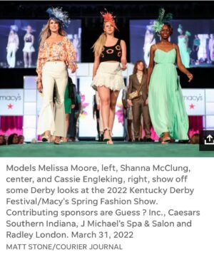 Melissa Moore Instagram - The @kyderbyfestival fashion show  is the biggest and most amazing show of the year. So grateful for everyone who works tirelessly to put this show in!! A giant shout out to the amazing @heymantalentagency models that  year after year rock this show.  To @herscene for her commitment and vision for this show @chad_broskey for putting together a very fun and awesome show to @jmichaelsspasalon for the great hair and makeup. To the @thehatgirls for the Amazing hats!  And to everyone who made us look fabulous ❤️❤️❤️ @shanna.mcclung @chad_broskey @thehatgirls @1cassiemarie @1charliesboutique  @magnolia_and_fig @macys @lauravonholle @heymantalentagency @styledbynoted