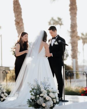 Melody Cheng Instagram - What an honor it was to officiate the marriage between Annie & Eric 💕

I met both of them, through TASA (Taiwanese American Student Association) when they were just freshmen in college at UCSD. Eric joined because he wanted to be involved with the Taiwanese American community. Annie joined because she saw Eric & thought he was cute 😬jk. They eventually got together at our annual snow trip & have been together ever since then. To see them transform from curious college students to grown adults, navigating milestones, like marriage is incredible. 

Annie & Eric, ty for letting me be a part of your love story 🥲
📸: @tinphotography