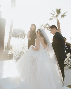 Melody Cheng Instagram - What an honor it was to officiate the marriage between Annie & Eric 💕

I met both of them, through TASA (Taiwanese American Student Association) when they were just freshmen in college at UCSD. Eric joined because he wanted to be involved with the Taiwanese American community. Annie joined because she saw Eric & thought he was cute 😬jk. They eventually got together at our annual snow trip & have been together ever since then. To see them transform from curious college students to grown adults, navigating milestones, like marriage is incredible. 

Annie & Eric, ty for letting me be a part of your love story 🥲
📸: @tinphotography