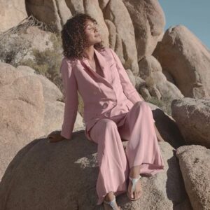 Mercedes Yvette Instagram - There are days where you perch among the mountains in a crisp pink suit to soak up the sun. Check out these things @chineselaundry