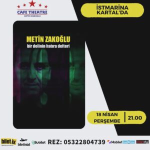 Metin Zakoğlu Instagram - BİR DELİNİN HATIRA Her Perşembe saat 21:00’de Cafe Theatre @istmarinaavm sahnesinde karşınızda. 

Ünlü oyuncu Metin Zakoğlu’nun GOGOL yorumu daha önce hiç bir yerde izlemediğiniz kadar etkileyici. “Gogol Hırsız” diye başlıyor Metin Zakoğlu’nun “Bir Delinin Hatıra Defteri” anlatımı, sonra işler karışıyor. Zakoğlu bana ait ama çalınmış dediği hikayelerinin kahramanları yapıyor aniden seyircileri, köşede bir yerlerde duran adamı bölüm başkanı, önünde oturan kızı sevgilisi Sofya, kenarlardan şaşkın şaşkın bakan başka bir kadını hizmetçisi Mavra olarak görmeye başlıyor. Gerçek şizofren olan oyuncumuz, siz seyircilerde bir deliyi oynayanı izlemeye gelmişken, gerçek bir deli ile karşılaşıyorsunuz ve işte o zaman şov başlıyor. Kim deli, kim akıllı, kim seyirci, kim oyuncu birbirine karışıyor. Bazen Gogol’un hikayeleri, bazen Zakoğlu’nun şovuna ait bölümlerle başbaşa kalıp çok gülerken birden ağlamaya başlamanızı sizde anlamlandıramıyorsunuz.

Metin Zakoğlu’nun birbirinin tekrarı Gogol yorumlarına inat gerçekleştirdiği interaktif ve modern yorumunu siz de seveceksiniz. Biletler @biletix @biletinial ve @bubilet de.Rezervasyon 05322804739 @cafetheatreistmarina