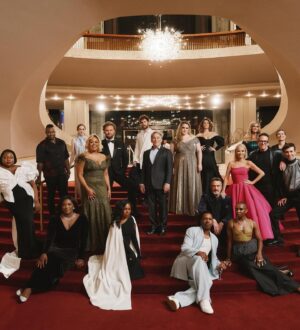 Micaela Diamond Instagram - on the fifth night of Hanukkah, we sang at the met opera in blue silk. 💙 happy birthday Stephen Schwartz. 

Photos 1,3,4 - @jennyandersonphoto 
Photo 2 - @emiliomadrid 

Styled by @sarahslutsky 
H/mu by @ychristielee 

Celebrating @wickedschwartz 
Produced by @creativepartnersproductions 
Presented by @metopera