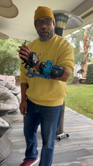 Michael Beach Instagram - Wrist update: I’m bionic now. Well… I’m working on moving it a bit more anyway 
#recoverytakestime #timetowork #afterwristsurgery #ghettoironman