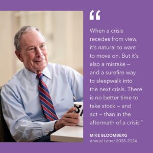 Michael Bloomberg Instagram - At @bloomberg and @bloombergdotorg, our course of action has always been to face today’s biggest issues head on and strive toward innovative solutions. 

Read my Annual Letter on Philanthropy to see how our team is working to create new models to tackle the toughest challenges of our time - link in bio.