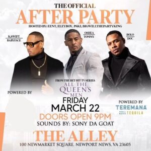 Michael Bolwaire Instagram - Hampton Va, tomorrow will be the @allthequeensmenbetplus take over w/ @keithswiftjr @michaelbolwaire @oshearussell hosting @johneley official after party. Early arrival is suggested don't say you didn't know... See yall tomorrow night at "The Alley" 💥 💥