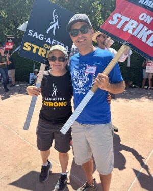 Michael D. Cohen Instagram - On the #picketline with my buddy @eyebrowbirdprods Dave Malkoff the talented creator of @nicksidehustle @sagaftra #unionstrong @wgastrikeunite