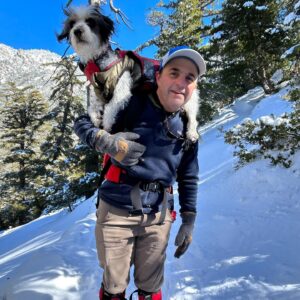 Michael D. Cohen Instagram - Nothing better than winter hiking with the Bodester…. Except for maybe summer hiking. He got tired and insisted on using me for transportation.