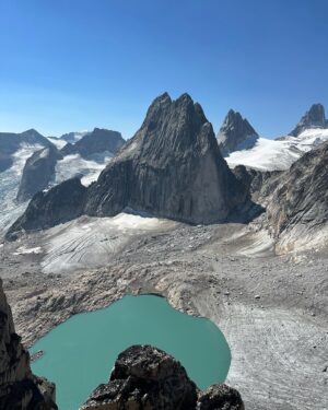 Michael D. Cohen Instagram - Ever been to the Bugaboos? They’re mountains in eastern British Columbia and I’ve wanted to climb there for years. I finally did it and it was amazing - except the glaciers have been receding so rockfall was pretty hazardous. And the smoke from the tragic forest fires made it hard to see the views and breathe…climbing in these remote places has totally changed because of the climate crisis. I’m so grateful though that I got to experience this incredible place.