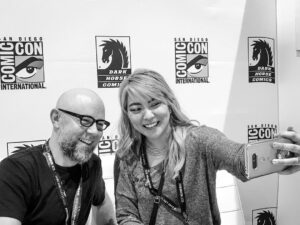 Michael Dante DiMartino Instagram - A selfie moment with @kohquette artist of #korra #turfwars. #sdcc2017