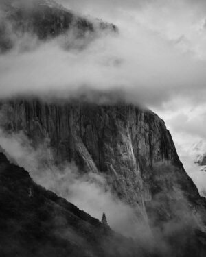 Michael Dante DiMartino Instagram - Took a short trip to #yosemite. Enjoying the mix of rain & snow. #blackandwhite #landscape #elcapitan