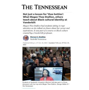 Michael Eric Dyson Instagram - This semester I brought my latest book “Entertaining Race: Performing Blackness in America” to life. My students were able to uncover the experiences and lives of some of best cultural icons including Tyler Perry, Erykah Badu, Common, John Legend and Megan Thee Stallion.  This unique course was featured in The Tennessean newspaper which the entire subject can be found at: https://www.tennessean.com/story/entertainment/2022/10/31/vanderbilt-brings-megan-thee-stallion-black-icons-to-the-classroom/69583409007/

In the meantime, SWIPE 👈🏽 for snippets of the article. PR & Creator @marcia_l_dyson