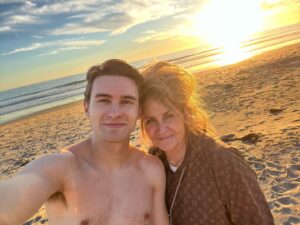 Michael Johnston Instagram - I was so busy with work but Mom called, so I canceled my plans and we went to the beach. We threw the frisbee, talked, then went to get our favorite food. A day I’d live over and over if I could! ❤️