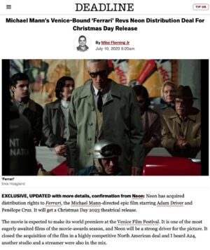 Michael Mann Instagram - Link in bio

#ferrarimovie @ferrarithemovie