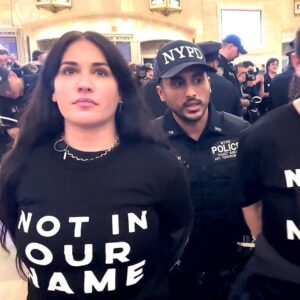 Michael Moore Instagram - Standing shoulder to shoulder with our Jewish brothers and sisters who are screaming NOT IN OUR NAME! Last night, thousands of Jewish New Yorkers and their allies held a massive civil disobedience sit-in at Grand Central Station demanding an immediate ceasefire. #LetGazaLive Jewish Voice for Peace @jvpny says the sit-in was the largest act of civil disobedience in New York City in nearly two decades. It was moving and inspiring. Let us all join together for peace.  #CeaseFireNow