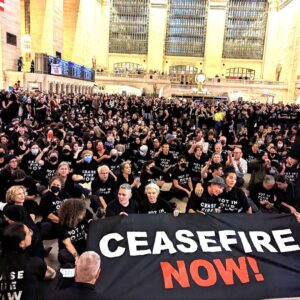 Michael Moore Instagram - Standing shoulder to shoulder with our Jewish brothers and sisters who are screaming NOT IN OUR NAME! Last night, thousands of Jewish New Yorkers and their allies held a massive civil disobedience sit-in at Grand Central Station demanding an immediate ceasefire. #LetGazaLive Jewish Voice for Peace @jvpny says the sit-in was the largest act of civil disobedience in New York City in nearly two decades. It was moving and inspiring. Let us all join together for peace.  #CeaseFireNow