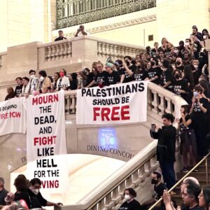 Michael Moore Instagram - Standing shoulder to shoulder with our Jewish brothers and sisters who are screaming NOT IN OUR NAME! Last night, thousands of Jewish New Yorkers and their allies held a massive civil disobedience sit-in at Grand Central Station demanding an immediate ceasefire. #LetGazaLive Jewish Voice for Peace @jvpny says the sit-in was the largest act of civil disobedience in New York City in nearly two decades. It was moving and inspiring. Let us all join together for peace.  #CeaseFireNow