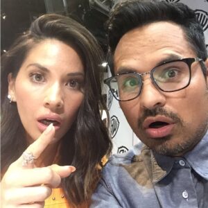 Michael Peña Instagram - Signing posters with @oliviamunn #legoninjago