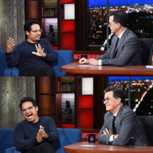 Michael Peña Instagram - Talking about something important. Then I probably forgot what I was talking about. @colbertlateshow #extinctionmovie on the show tonight!