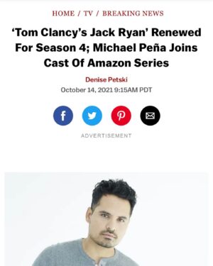 Michael Peña Instagram - Let’s gooooo! Excited for things to come! @jackryanamazon