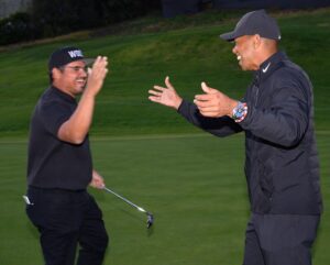 Michael Peña Instagram - Hit the winning putt for Team Tiger and it felt like I won a major! Until I realized I didn’t ha! @tigerwoods