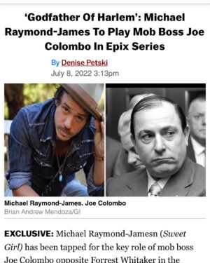 Michael Raymond-James Instagram - Allow me to reintroduce myself, my name is Joe! Mr Colombo…

#GodfatherOfHarlem #Epix