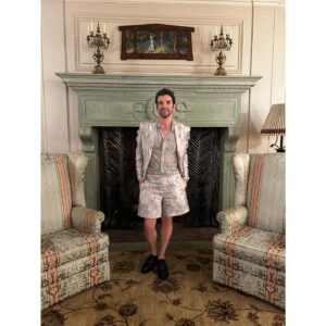 Michael Urie Instagram - Last night was the wedding of @costumehaus and her dearest @matty_garrett - it was beautiful and perfect, hilarious and moving. 

This fireplace asked for a photo with me and I obliged. 

Styled by @mikeystyles 
Suit by @ateliercillian 
Shoe by @jb_rautureau 

@shakespeareclubvillaweddings